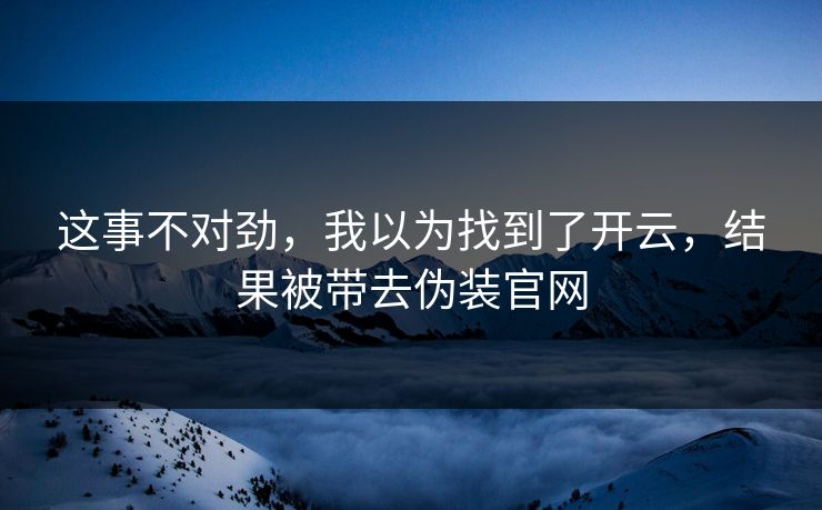 这事不对劲，我以为找到了开云，结果被带去伪装官网