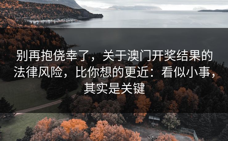别再抱侥幸了，关于澳门开奖结果的法律风险，比你想的更近：看似小事，其实是关键
