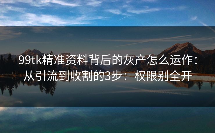99tk精准资料背后的灰产怎么运作：从引流到收割的3步：权限别全开