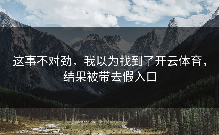 这事不对劲，我以为找到了开云体育，结果被带去假入口